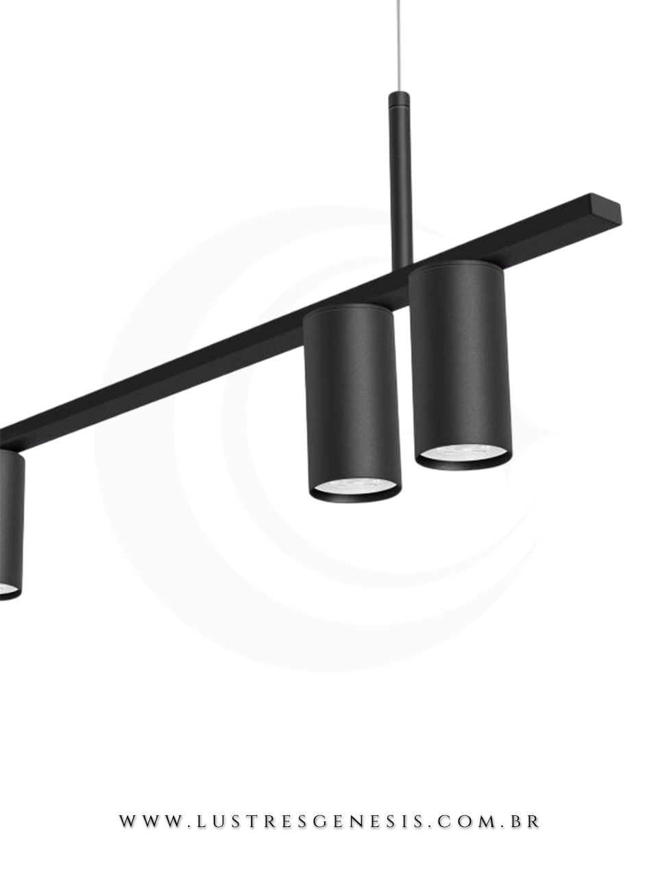 Lustre Pendente Retangular Tubus B7 Preto Minimalista para Balcão de Cozinha, Bancada Area Gourmet, Sala de Jantar e Suite Master